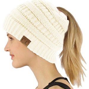 Soft Knit CC Ponytail Beanie